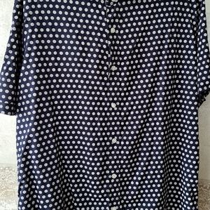 MENS MICHAEL BRANDON NAVY & WHITE DOTTED SHOR T SLEEVE SHIRT XXL